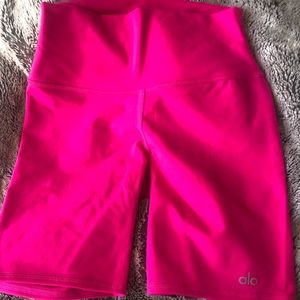 Alo Yoga hot pink biker shorts
